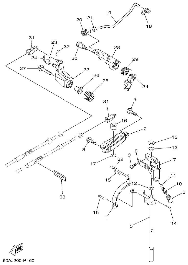 Yamaha F50DET, FT50CET CONTROL parts diagram